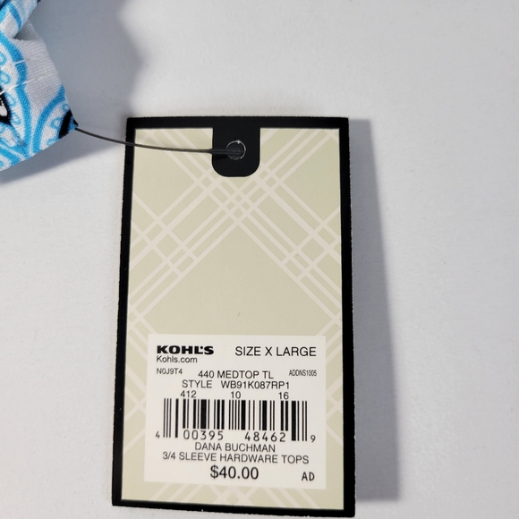 NWT Womans Dana Buchman Hardware top Silver Hardware at neckline Size XL - Picture 8 of 12